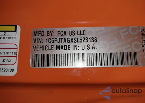 2025 Jeep Gladiator Willys z USA, uszkodzony, nr VIN 1C6PJTAGXSL523138